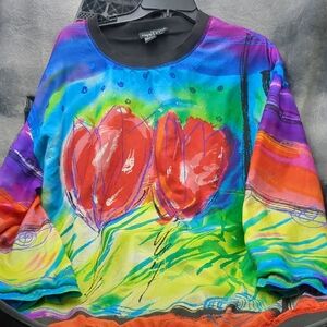 Carole Little Silk Floral Top Vintage